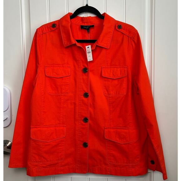 NWT Talbots Montauk Twill Jacket Size XL Petite Safari Utility Preppy Structured - Picture 3 of 13